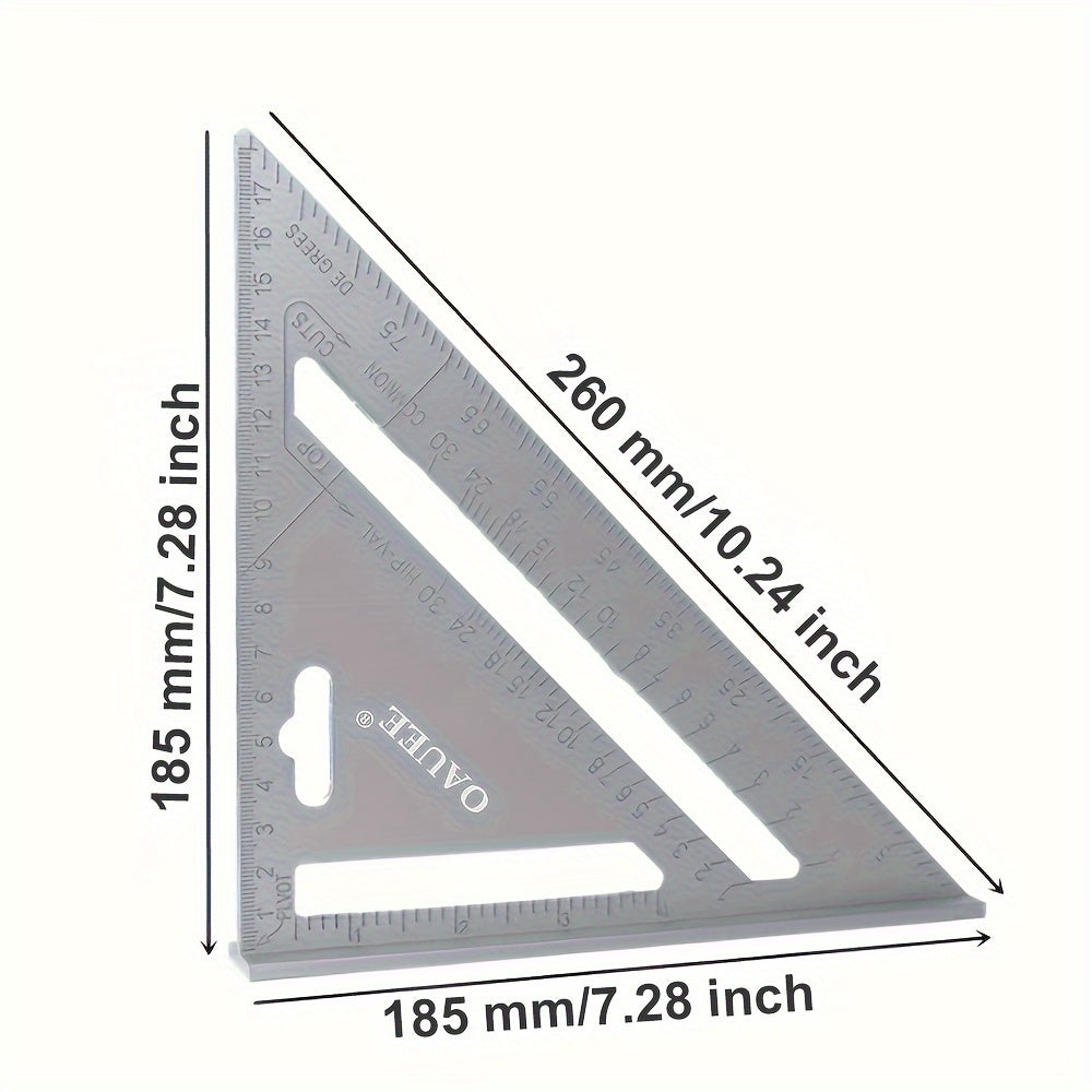 7 Inch Aluminum Triangle Ruler Protractor Metric Square Measuring
