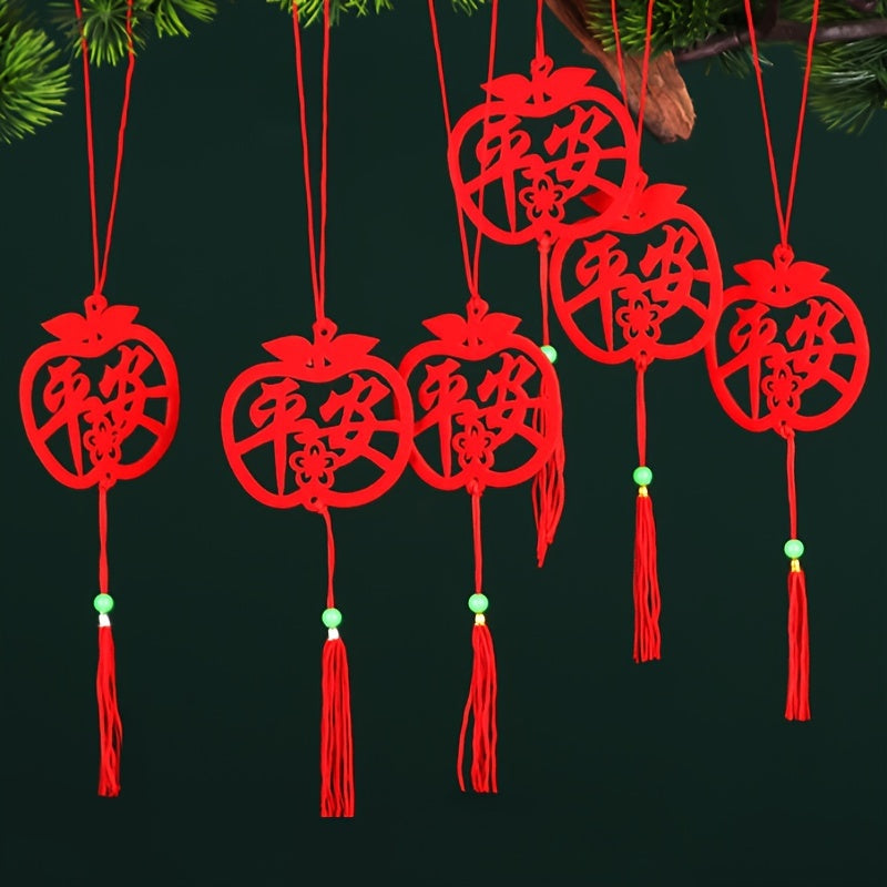 6pcs Mini Red Chinese Knot Pendant Lucky Fu Hanging Ornaments