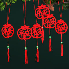 6pcs Mini Red Chinese Knot Pendant Lucky Fu Hanging Ornaments