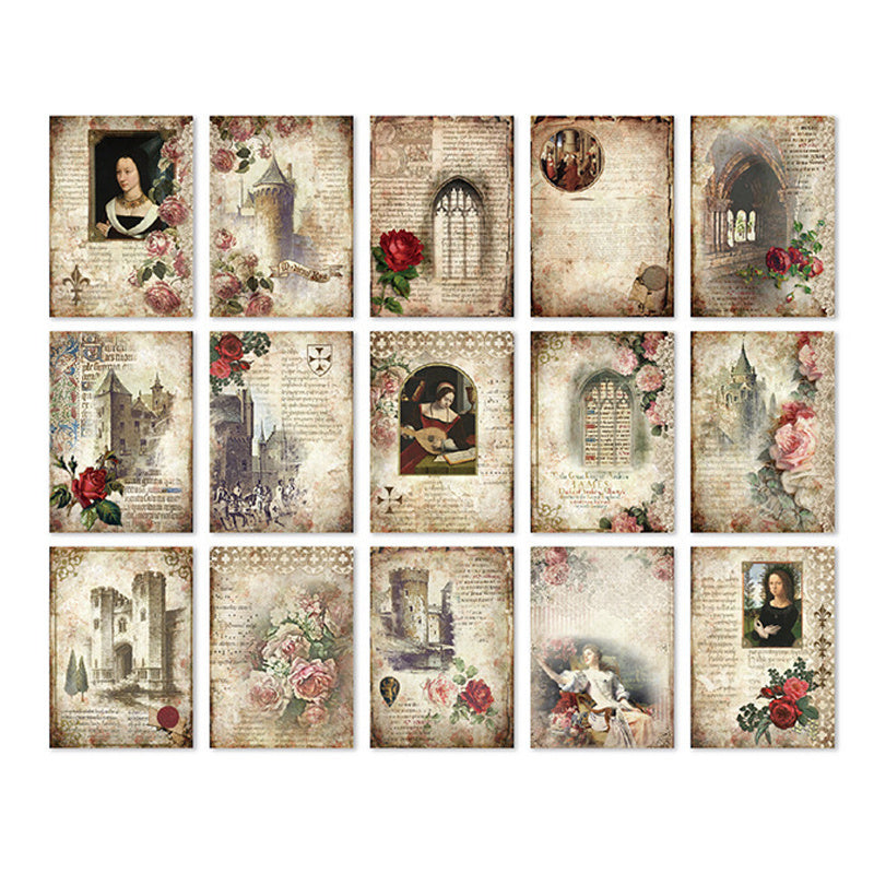 30pcs Vintage Flower Character Scrapbook Paper Set