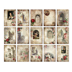 30pcs Vintage Flower Character Scrapbook Paper Set
