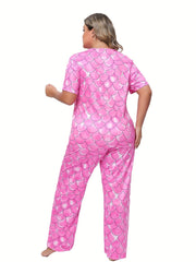 Fish Scales Print Tee & Pants Pajama Set