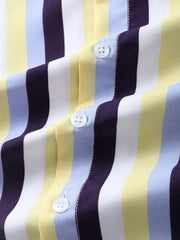 Men's Casual Stripe Print Short Sleeve Button Down Shirt