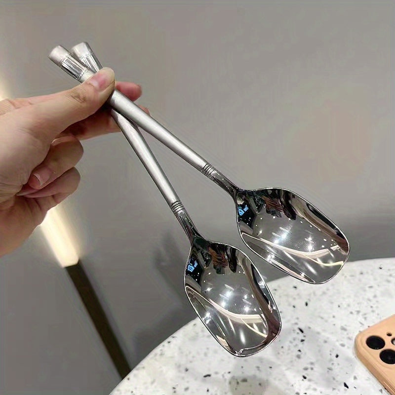 12pcs Stainless Steel Couples Long Handle Ice Tea Spoon