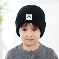 Toddler Beanie Knit Hat Smile Face Graphic Winter Warm Cap
