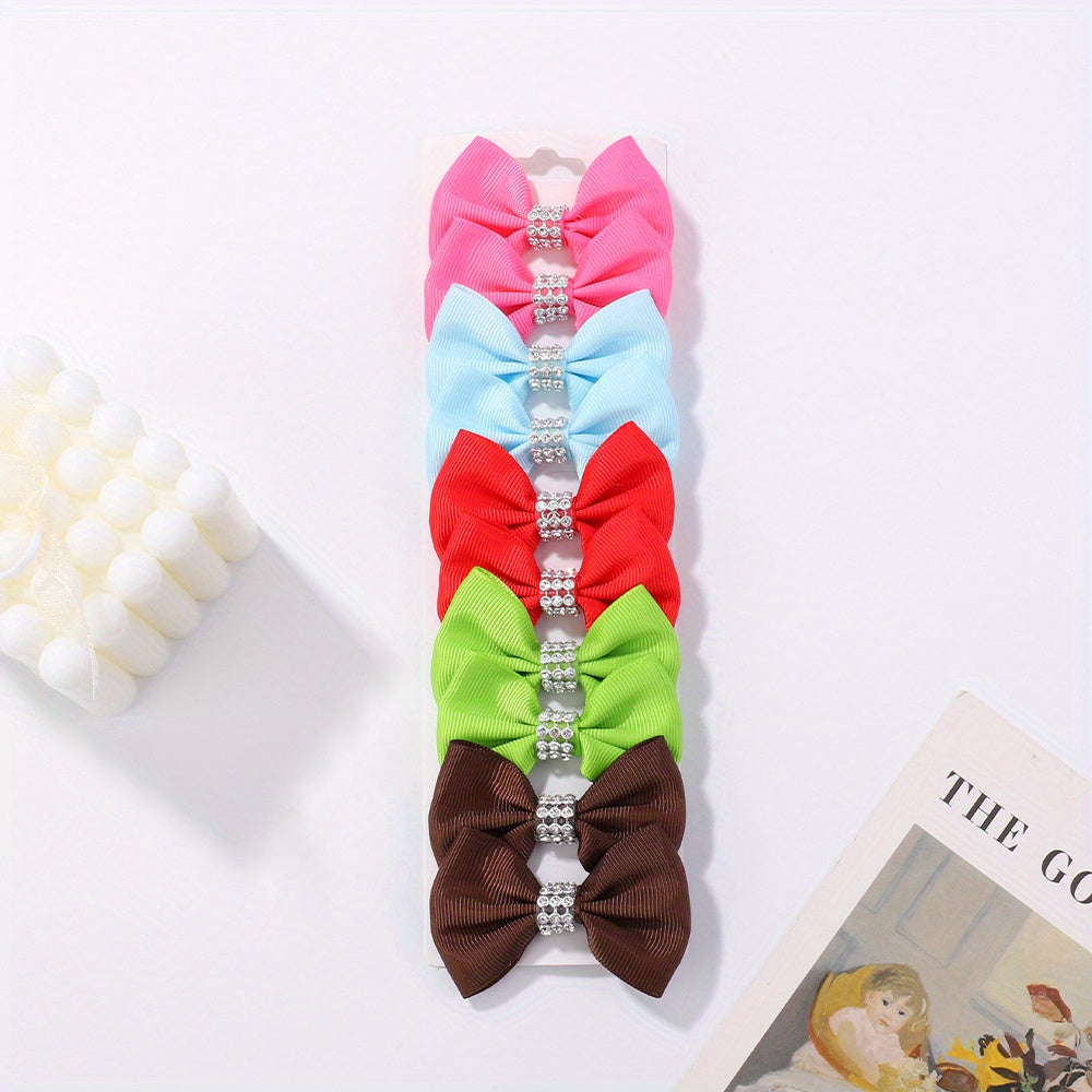 10pcs Baby Girls Bow Hair Clip Ribbon Hair Accessories Headwear