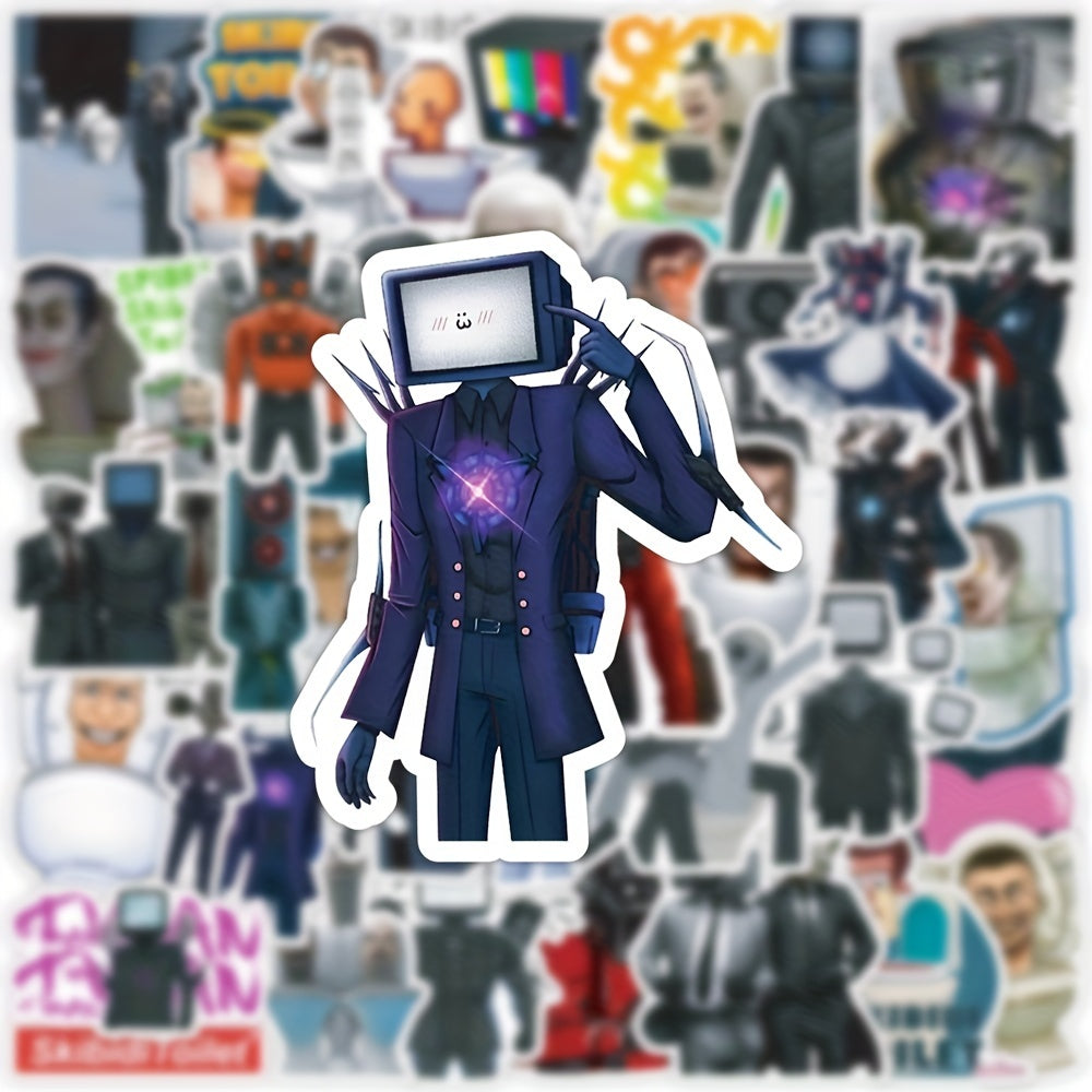 50pcs Toilet Man And Monitor Doodle Stickers - DIY Creative Toys