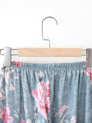 Floral Print Sleep Bottoms Soft & Comfy Elastic Waistband Pants