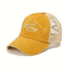 Ponytail Trucker Hat Distressed Baseball Cap Mesh Breathable Dad Hats For Women