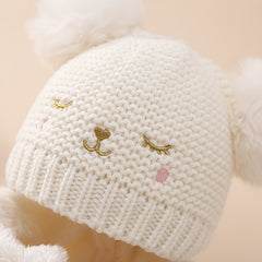 Cartoon Cat Knitted Hat Scarf Set Plus Velvet Neck Cover Christmas Gift