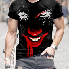 Monster Pattern Print Men's Short Sleeve T-shirt Graphic Tee