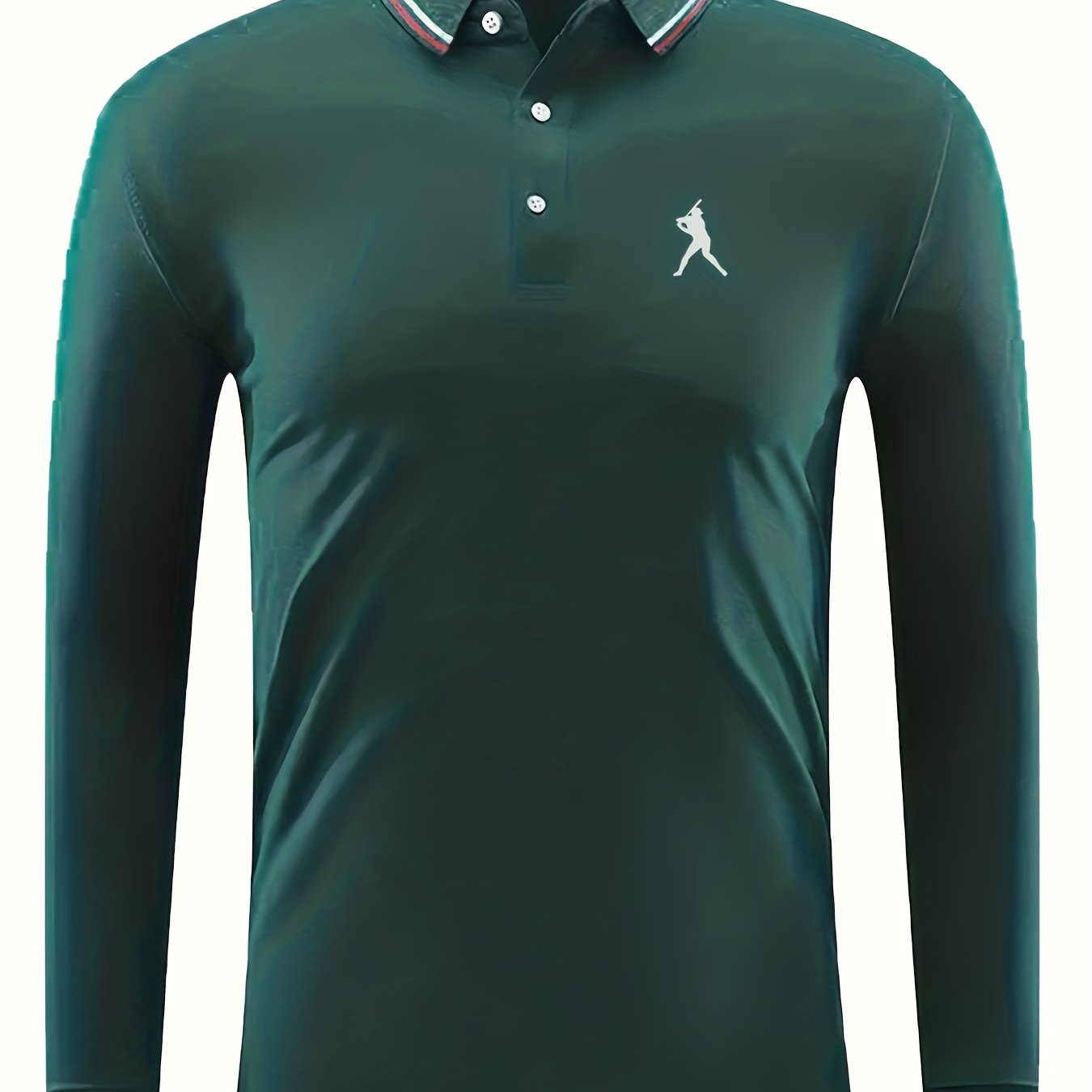 Men's Baseball Player Print Casual Long Sleeve Polo Shirt