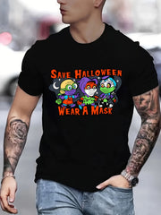 Men's Halloween Print Tee for Summer Outdoor