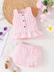 Baby Girls Plaid Vest Top Shorts Set Newborn Infant Summer Clothes