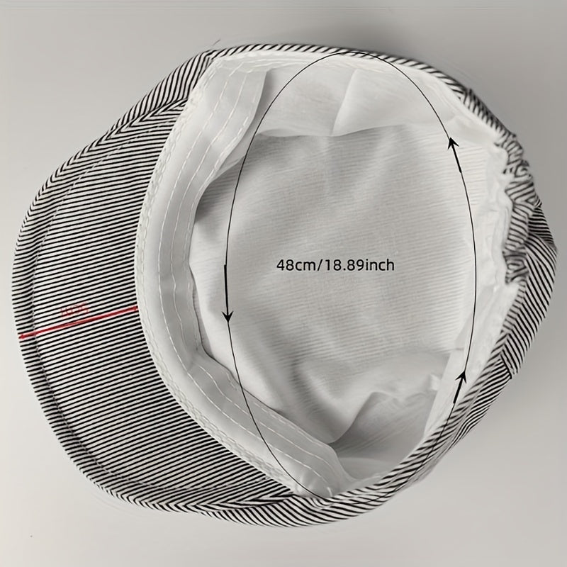 Casual Striped Beret Vintage Breathable Cap Dog Embroidery
