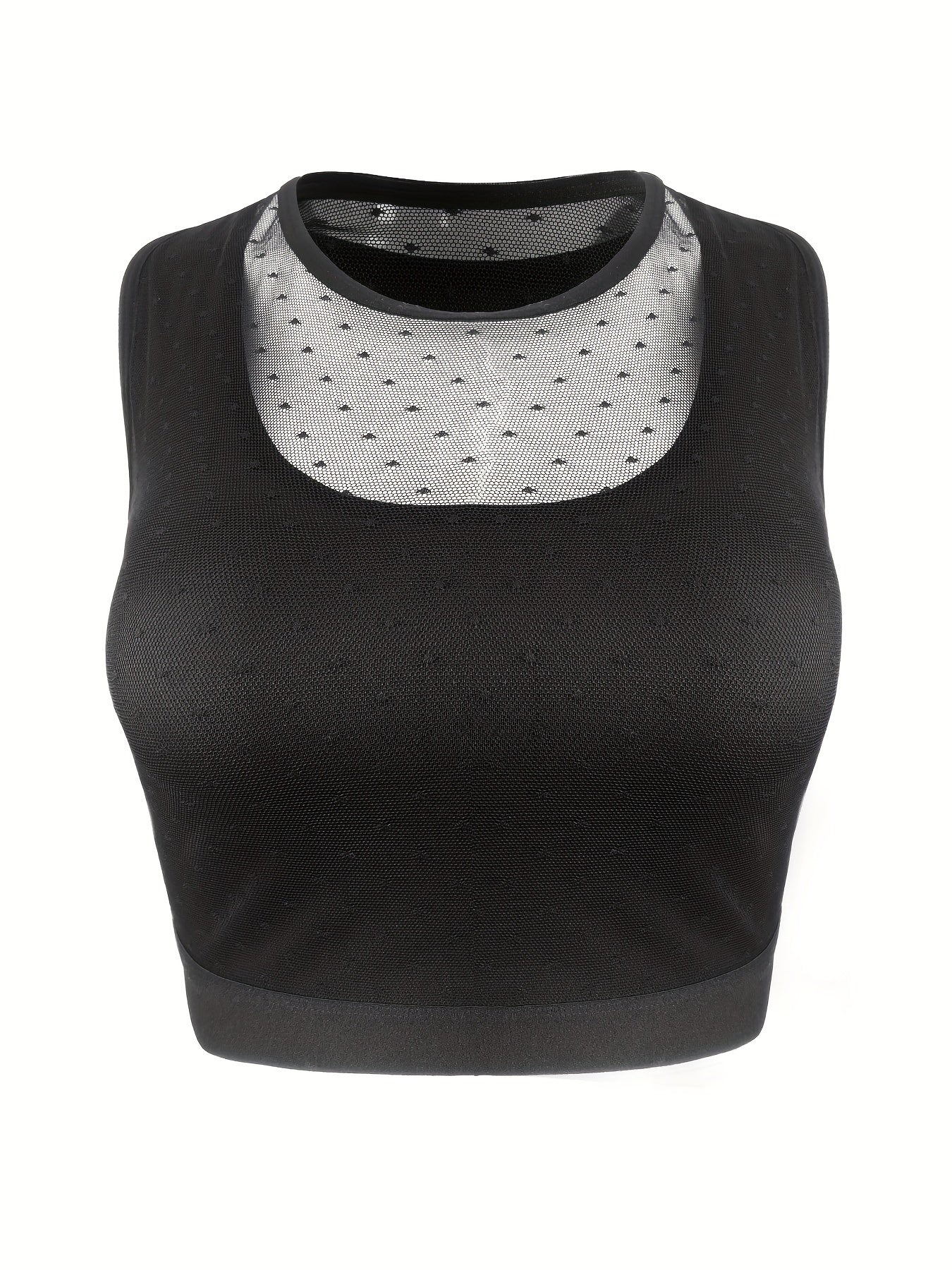 Women's Sports Bra Contrast Mesh Seamless Yoga Running Bra