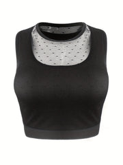 Women's Sports Bra Contrast Mesh Seamless Yoga Running Bra