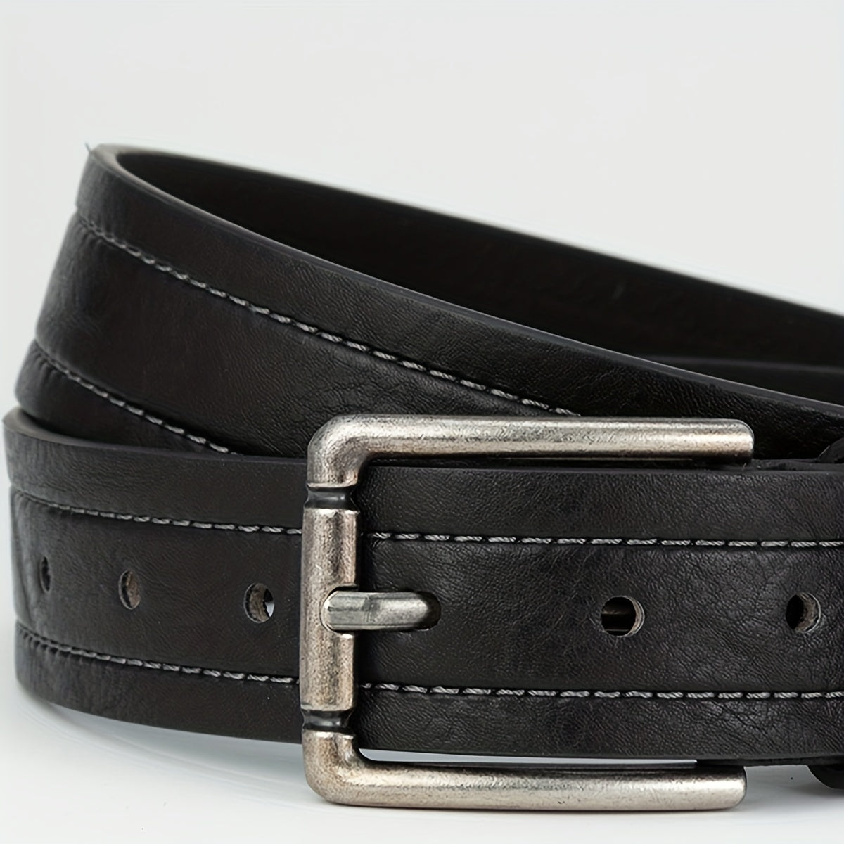 Men's Square Pin Buckle Leather Belt