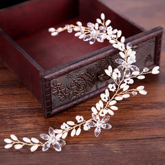 Golden Rhinestone Wedding Hair Comb Bride Headdress