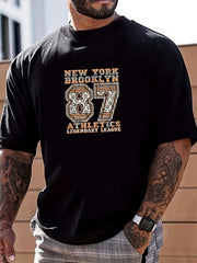 Coconut Tree Retro Number Print Men's Graphic Crew Neck T shirt