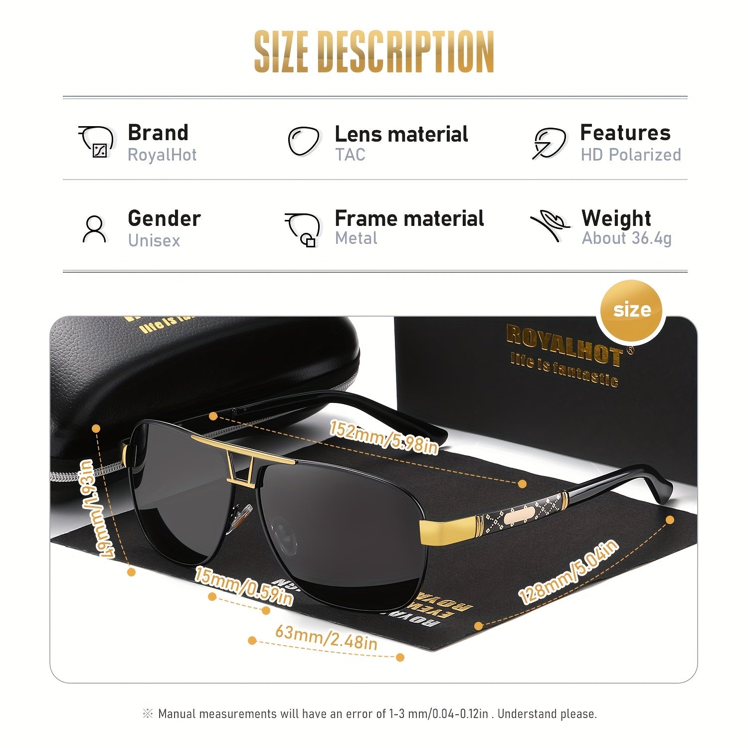 RoyalHot Men's Polarized Sunglasses Metal Frame Mixed Driving