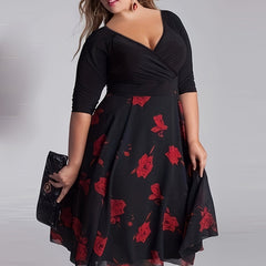 Floral Print Half Sleeve Mesh Dress
