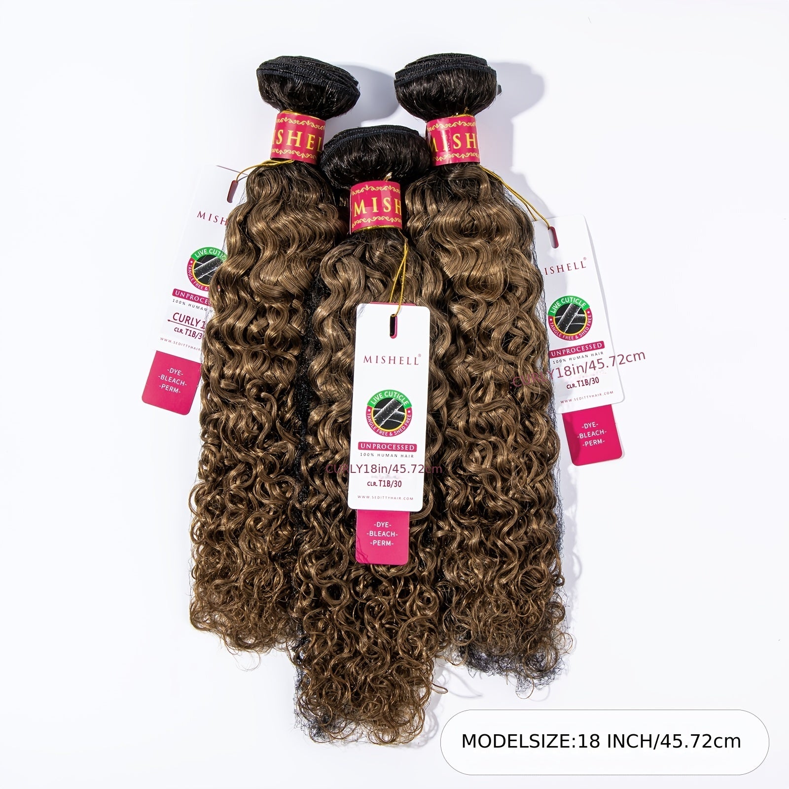 3Pcs Curly Hair Bundles Human Hair 1B 30 for Women