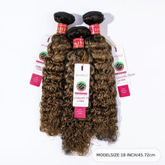 3Pcs Curly Hair Bundles Human Hair 1B 30 for Women
