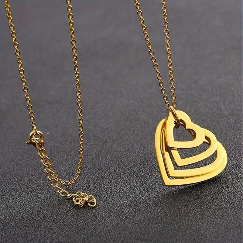 Personalized Heart Shaped Women's Necklace with Carved Name Letter