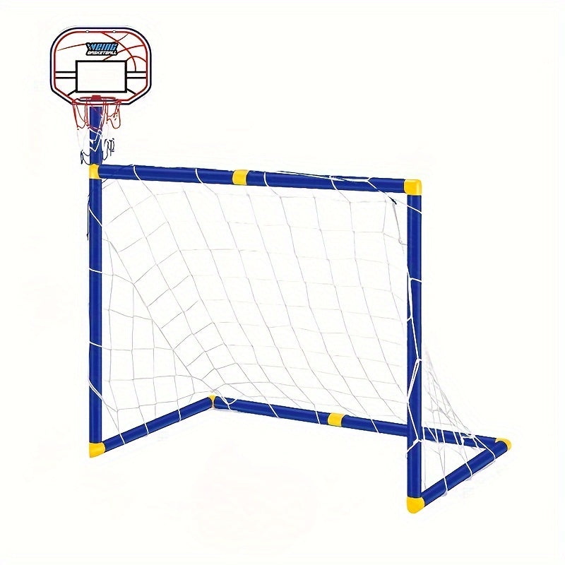 2-in-1 Portable Soccer Goal & Basketball Basket w/ Net - Indoor & Outdoor