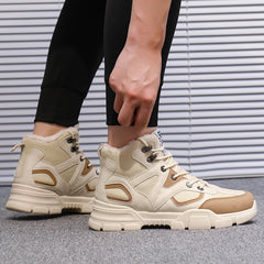 Men's Warm Fleece Lace-up Soft Sole Sneakers
