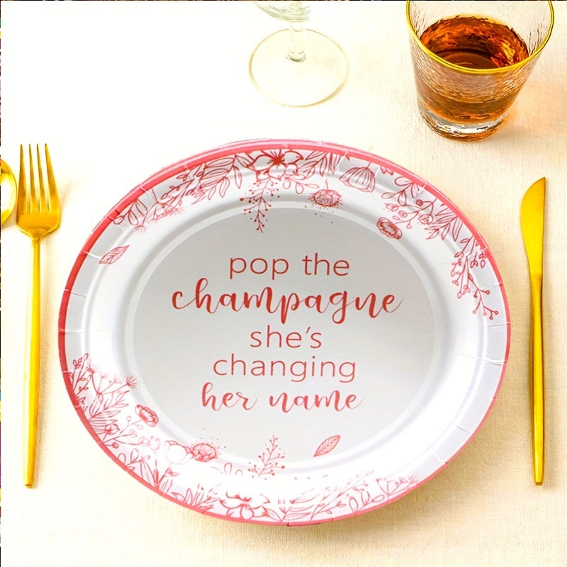 10pcs Rose Gold Bridal Shower Plates Disposable Engagement Party Decor