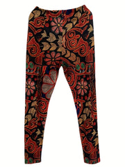 Floral Print High Waist Leggings Women's Clothing