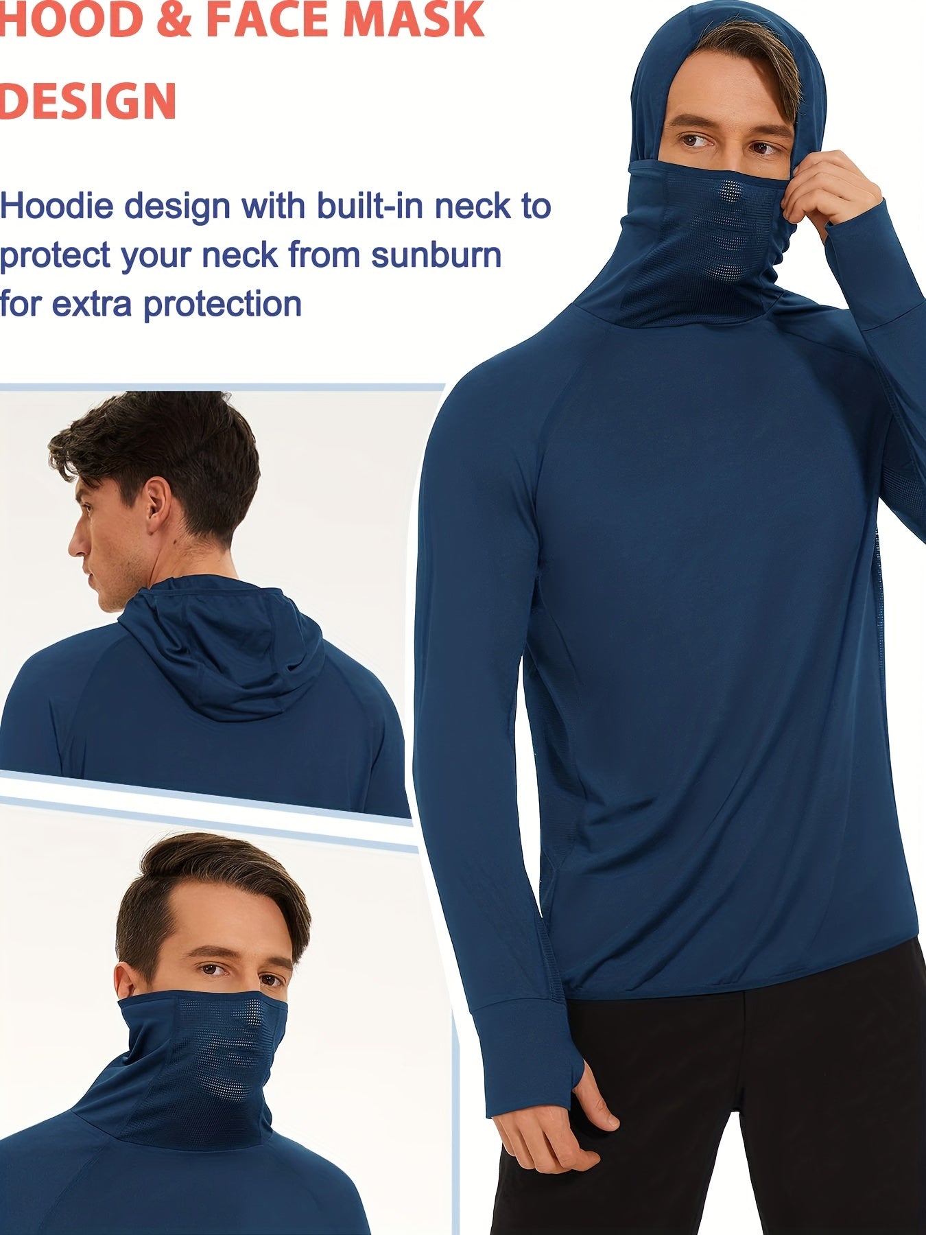 Men's Long Sleeved Hooded Sport Shirt Sunscreen Quick Drying Athletic Suit