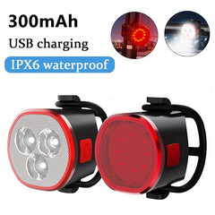 Bike Lights Set Front Rear LED Lamps IPX6 Rechargeable Back Light
