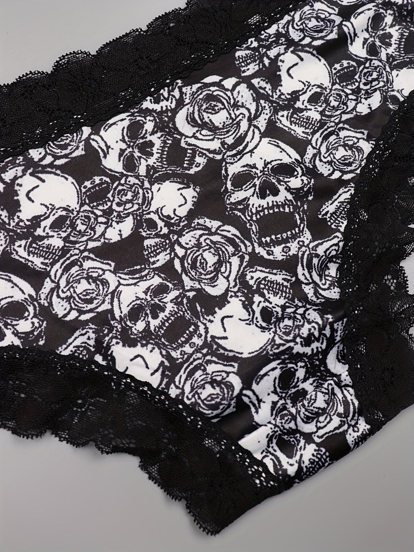 3-Pack Plus Size Gothic Panties Set Women's Skull Print Contrast