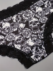 3-Pack Plus Size Gothic Panties Set Women's Skull Print Contrast