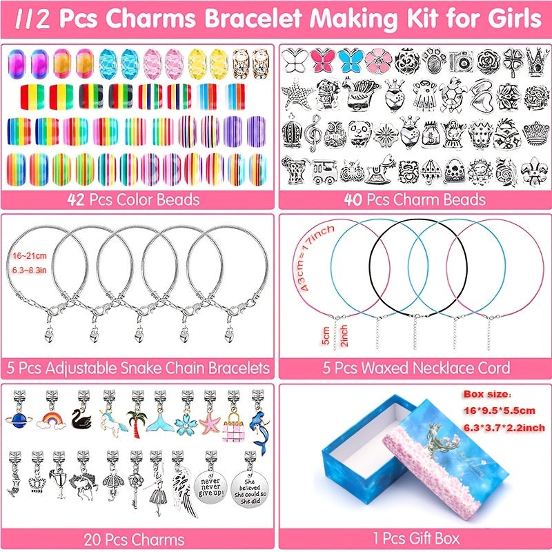112pcs Bracelet Making Kit DIY Craft Set for Girls Jewelry Gift