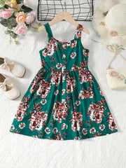 Girls Striped Button Front Summer Cami Dress with Pockets