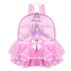 Kids Embroidered Ballet Shoes with Lace Decor and Ballet Bag