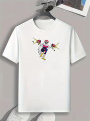 Funny Chicken Print Men's Graphic T-shirt for Summer