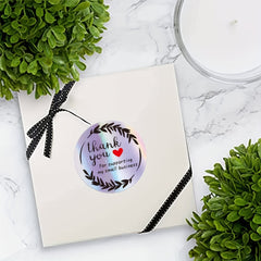 500 Rainbow Thank You Stickers Holographic Labels