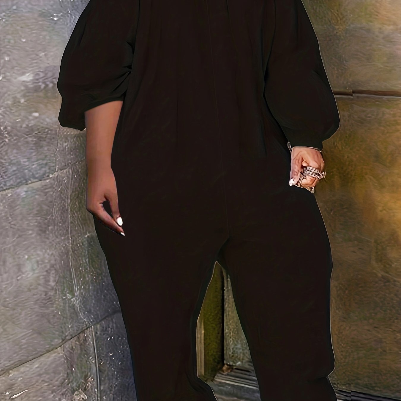 Off Shoulder Tapered Leg Jumpsuit with Pockets