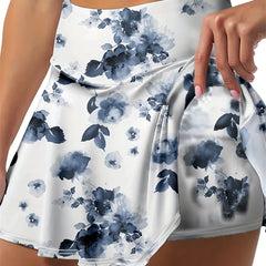 Women's Plus Floral Print Sporty Skort High Rise Mini Skort