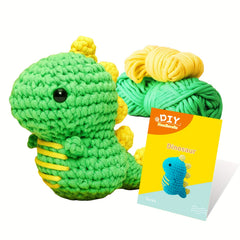 Beginner Dinosaur Crochet Kit with Easy Yarn - DIY Knitting