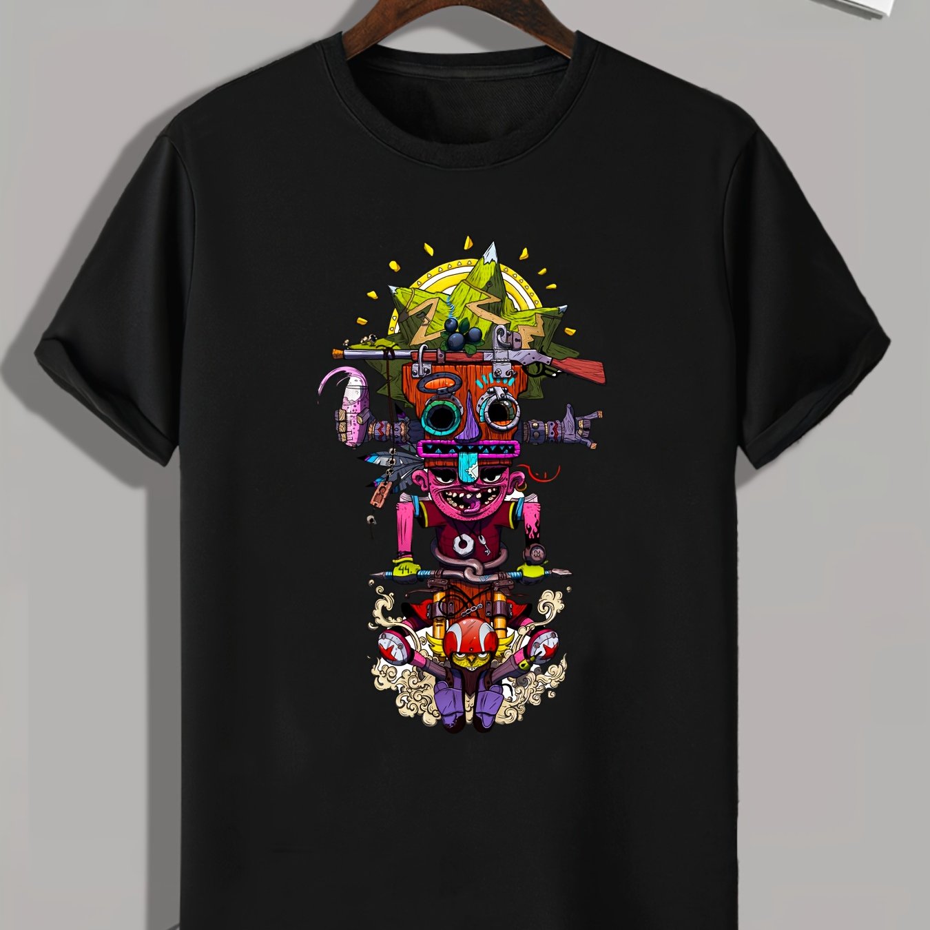 Graffiti Print Men's Graphic T shirt Casual Comfy Tees For Summer Mens Clothing