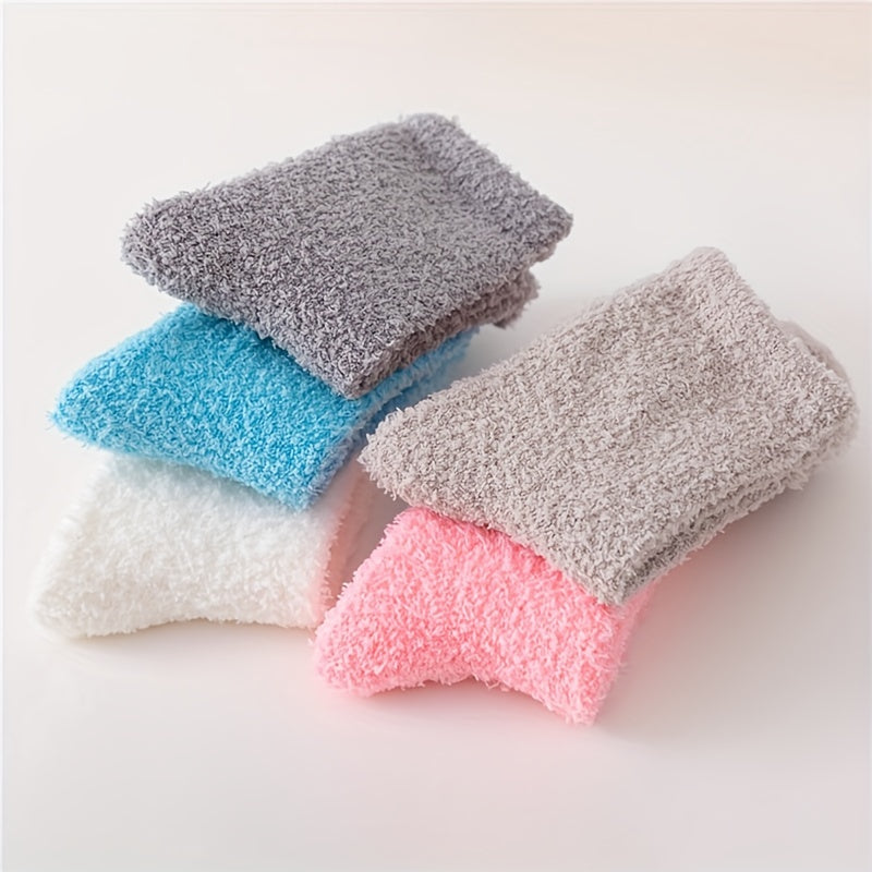 5 Pairs Soft Fuzzy Mid Tube Socks Women's Stockings