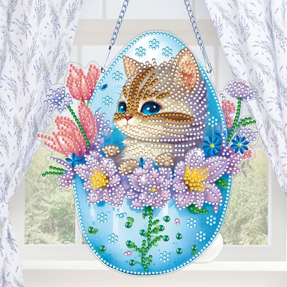 Cat Pattern Diamond Painting Pendant Kit