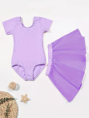 Toddler Girls Workout Dance Dress Set Cross Strap Backless Onesie & Short Skirt