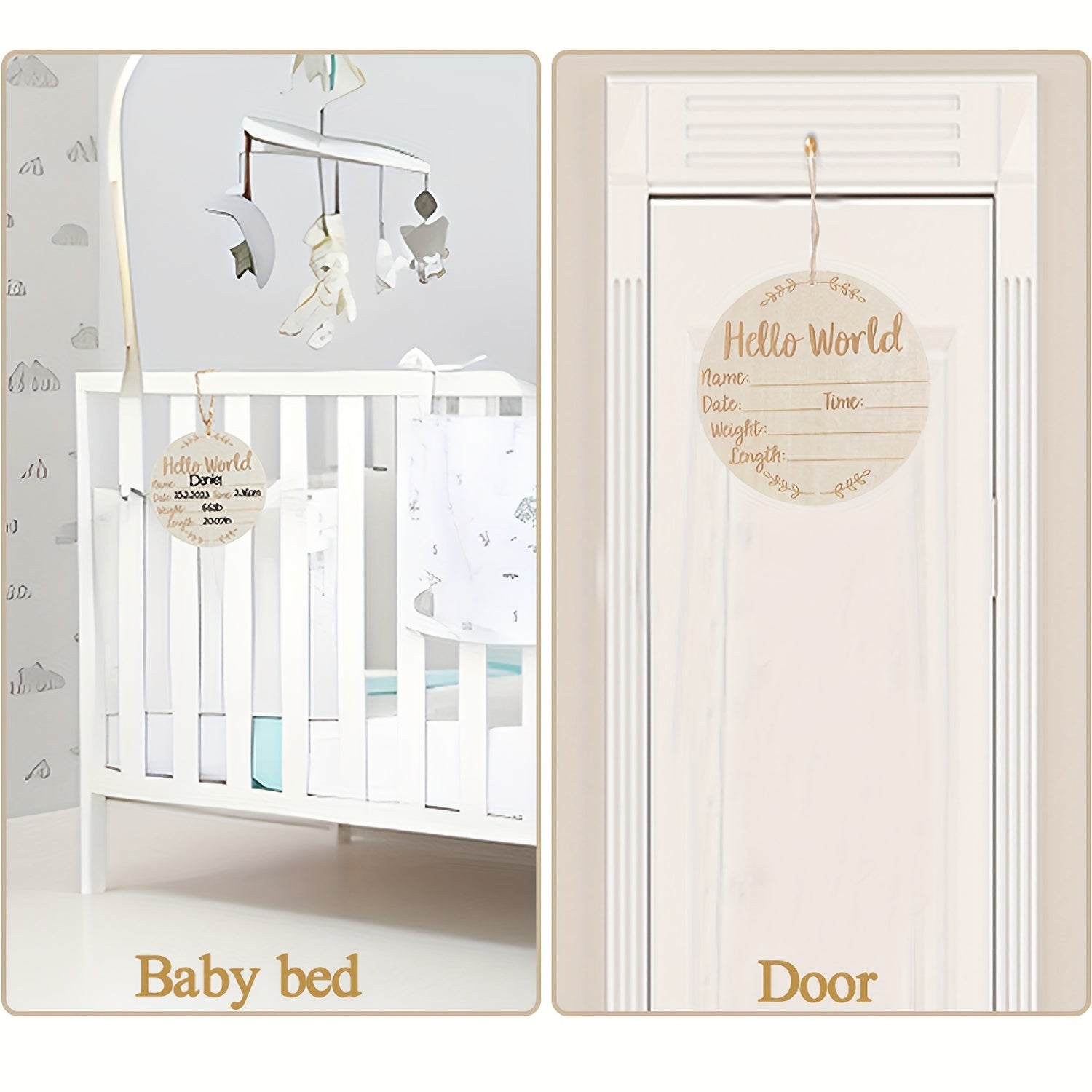 Hello World Newborn Sign with Ink Pad for Baby Hand and Footprints